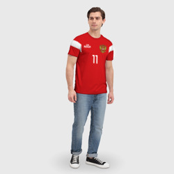 Футболка с принтом Сборная России Зобнин для мужчины, вид на модели спереди №3. Цвет основы: белый