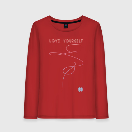 Женский лонгслив хлопок Love yourself 3, цвет красный