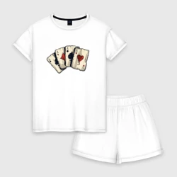 Женская пижама с шортиками хлопок Старые карты