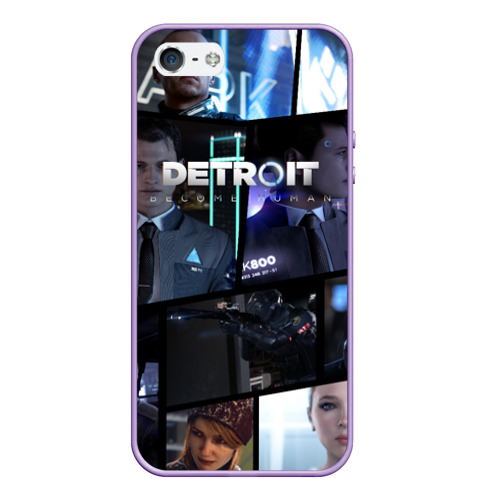 Чехол для iPhone 5/5S матовый Detroit Become Human, цвет светло-сиреневый