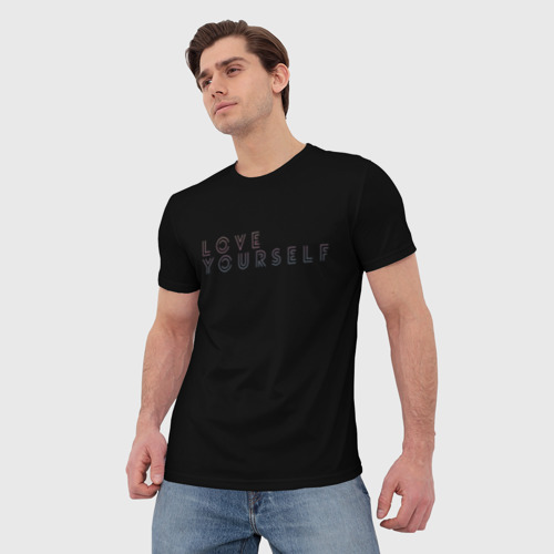 Мужская футболка 3D с принтом Love yourself 5, фото на моделе #1