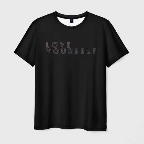 Мужская футболка 3D с принтом Love yourself 5, вид спереди #2