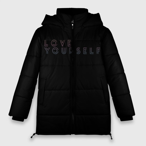 Женская зимняя куртка Oversize Love yourself 5, цвет черный