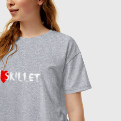 Женская футболка хлопок Oversize I love Skillet - фото 2