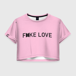 Женская футболка Crop-top 3D Fake love pink