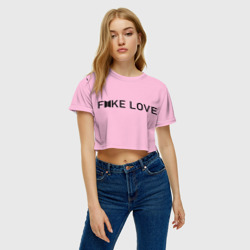 Женская футболка Crop-top 3D Fake love pink - фото 2