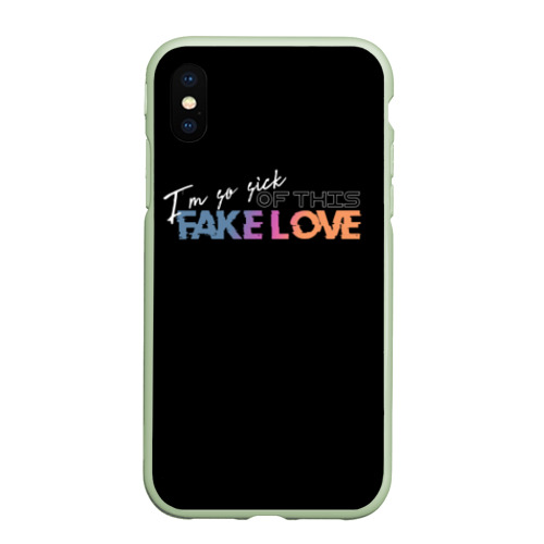 Чехол для iPhone XS Max матовый Fake love, цвет салатовый