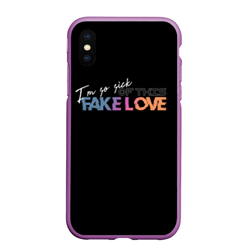 Чехол для iPhone XS Max матовый Fake love, цвет фиолетовый