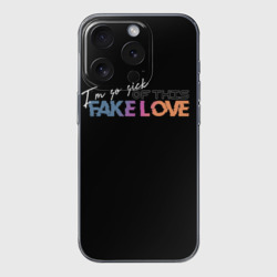 Чехол для iPhone 15 Pro силиконовый с защитой камеры Fake love