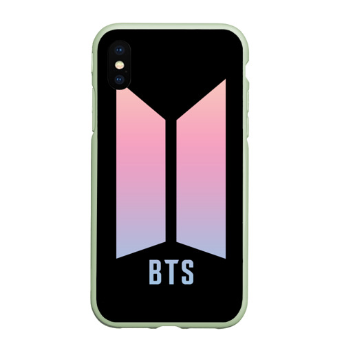 Чехол для iPhone XS Max матовый BTS logo gradiet, цвет салатовый