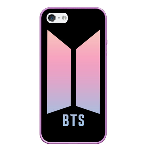 Чехол для iPhone 5/5S матовый BTS logo gradiet, цвет сиреневый