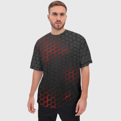 Мужская футболка oversize 3D Неоновая стальная броня - фото 2