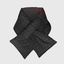 Шарф-пуховик 3D Тёмная стальная броня с красными сотами