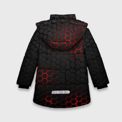 Куртка с принтом Неоновая стальная броня для любого человека, вид сзади №1. Цвет основы: черный