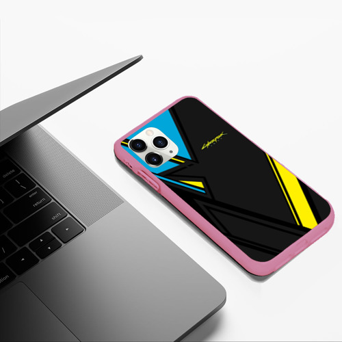 Чехол для iPhone 11 Pro Max матовый Cyberpunk 2077, цвет малиновый - фото 5