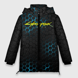 Женская зимняя куртка Oversize Cyberpunk 2077 самурай на спине