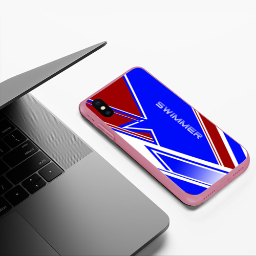 Чехол для iPhone XS Max матовый Swimmer, цвет малиновый - фото 5