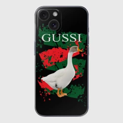 Чехол для iPhone 15 силиконовый с защитой камеры Gussi