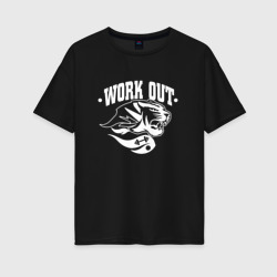 Женская футболка хлопок Oversize Work Out