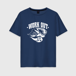 Женская футболка хлопок Oversize Work Out