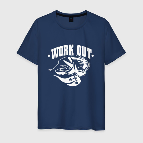 Мужская футболка из хлопка с принтом Work Out, вид спереди №1