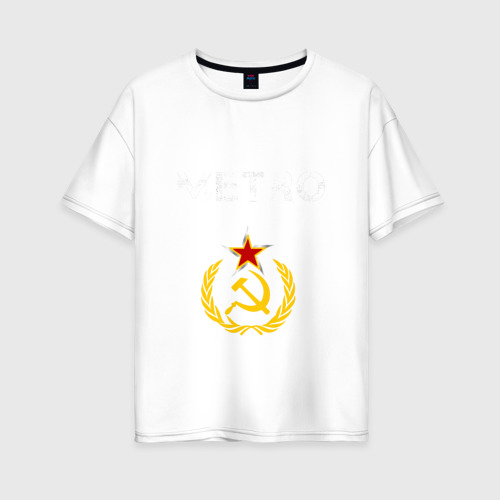 Женская футболка хлопок Oversize Metro 2033, цвет белый