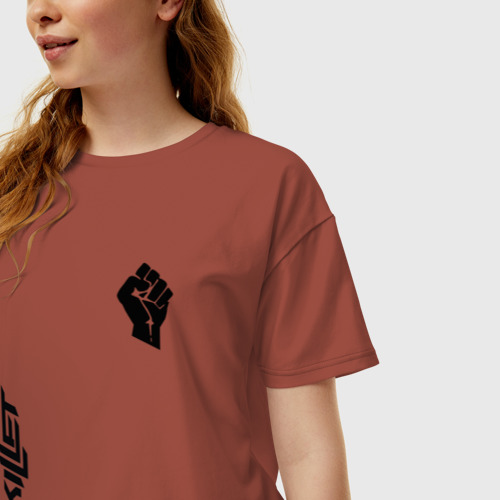 Женская футболка хлопок Oversize Skillet, цвет кирпичный - фото 3