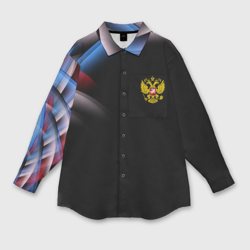 Женская рубашка oversize 3D с принтом Россия, вид спереди #2