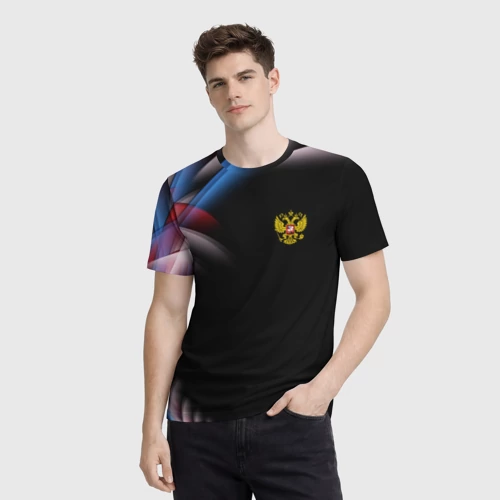 Мужская футболка 3D с принтом Россия, фото на моделе #1