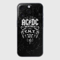 Чехол для iPhone 15 Pro Max силиконовый с защитой камеры AC/DC run for your life