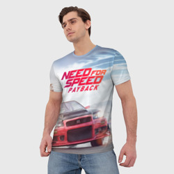 Футболка с принтом Need for Speed: Payback для мужчины, вид на модели спереди №2. Цвет основы: белый