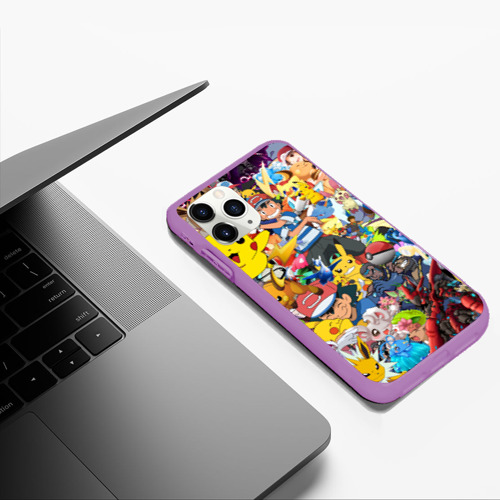 Чехол для iPhone 11 Pro Max матовый Pokemon, цвет фиолетовый - фото 5