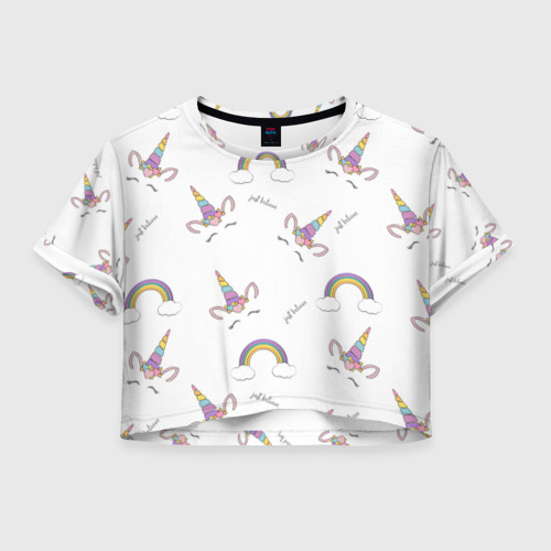 Женская футболка Crop-top 3D Just belive Фото 01 Женская футболка Crop-top 3D Just belive Фото 01