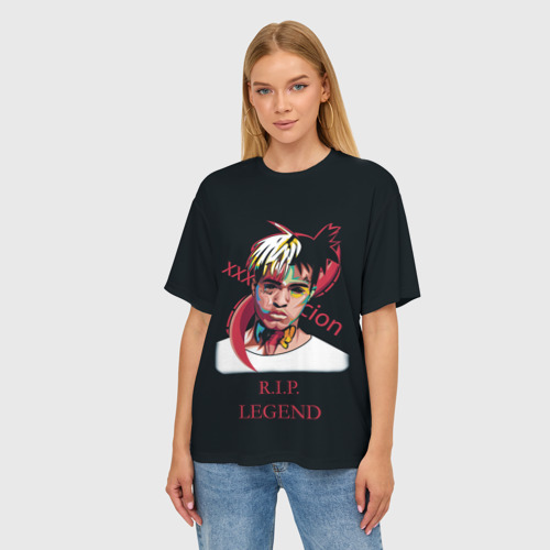 Женская футболка oversize 3D XXXTentacion RIP Legend 2, цвет 3D печать - фото 3