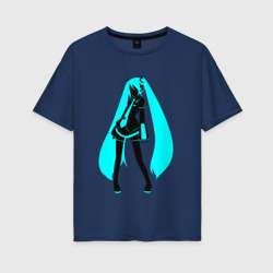 Женская футболка хлопок Oversize Силуэт Miku Hatsune