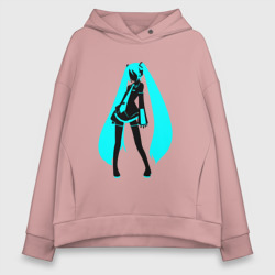 Женское худи Oversize хлопок Силуэт Miku Hatsune