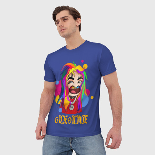 Мужская футболка 3D 6IX9INE BLUE, цвет 3D печать - фото 3