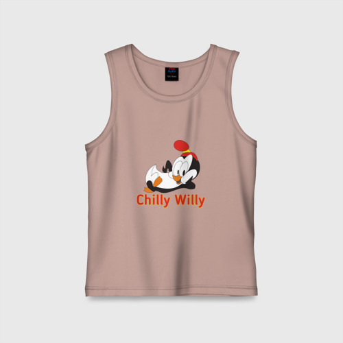 Детская майка хлопок Chilly Willy, цвет пыльно-розовый