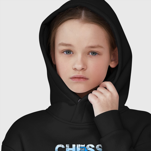 Детское худи Oversize хлопок Chess, цвет черный - фото 6