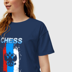 Женская футболка хлопок Oversize Chess - фото 2