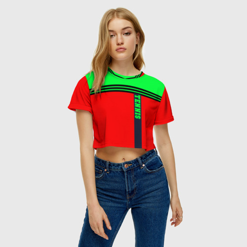 Женская футболка Crop-top 3D Tennis, цвет 3D печать - фото 3