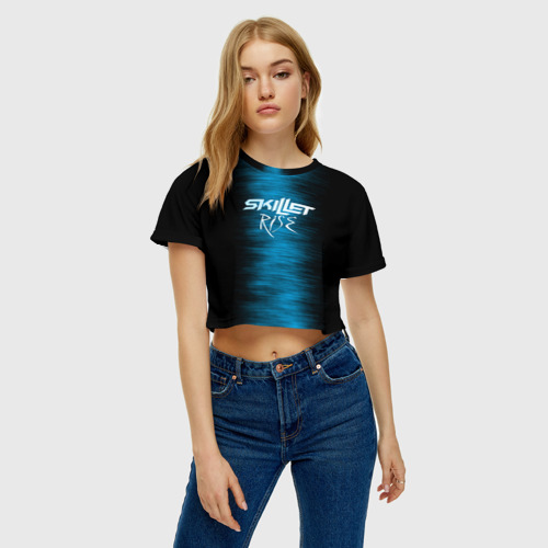 Женская футболка Crop-top 3D Skillet Rise, цвет 3D печать - фото 3