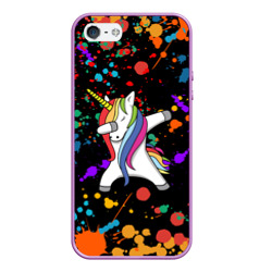 Чехол для iPhone 5/5S матовый Единорог радуга Rainbow unicorn