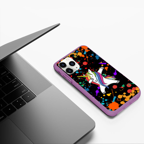 Чехол для iPhone 11 Pro матовый Единорог радуга Rainbow unicorn, цвет фиолетовый - фото 5