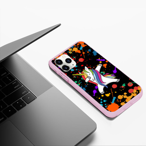 Чехол для iPhone 11 Pro Max матовый Единорог радуга Rainbow unicorn, цвет розовый - фото 5