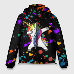 Мужская зимняя куртка 3D Единорог радуга Rainbow unicorn