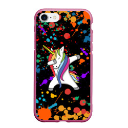 Чехол для iPhone 7/8 матовый Единорог радуга Rainbow unicorn