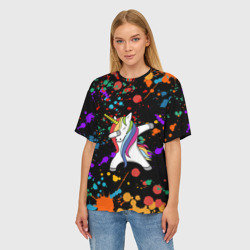 Женская футболка oversize 3D Единорог радуга Rainbow unicorn - фото 2