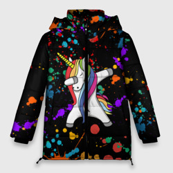 Женская зимняя куртка Oversize Единорог радуга Rainbow unicorn