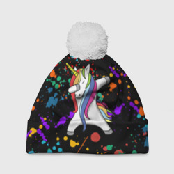 Шапка 3D c помпоном Единорог радуга Rainbow unicorn
